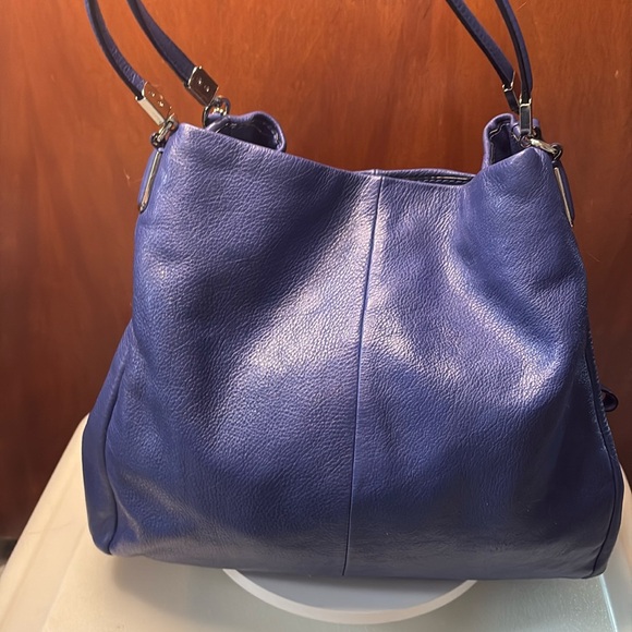 Coach  Madison Phoebe  pebble leather Royal blue  triple compart. Shoulder Bag - Picture 9 of 17